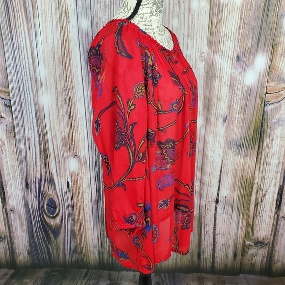 Lucky Brand Londynn Printed Peasant Blouse - Picture 4 of 8